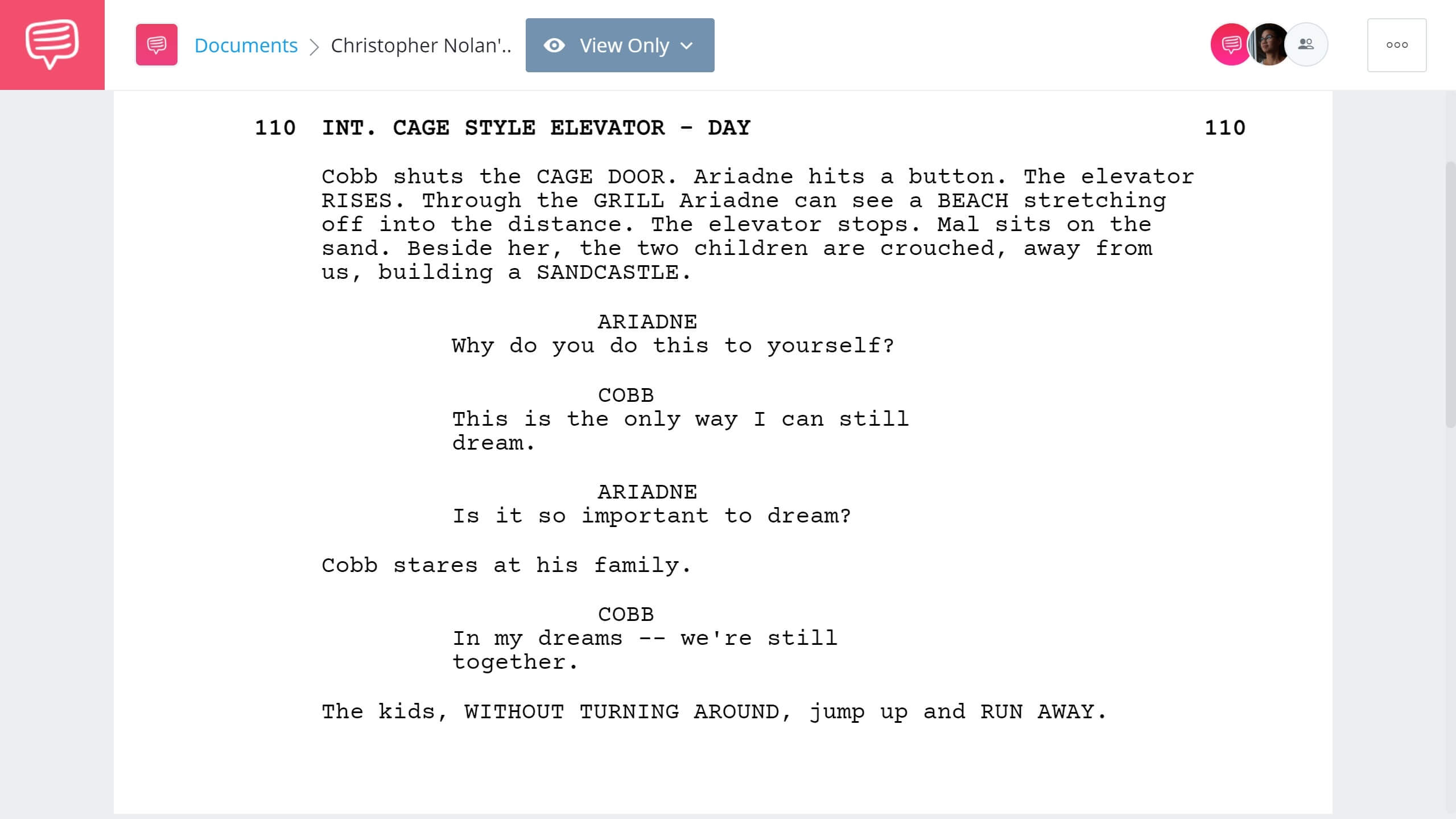 Christopher Nolan Writing Process - Inception Script Example - StudioBinder Screenwriting Software